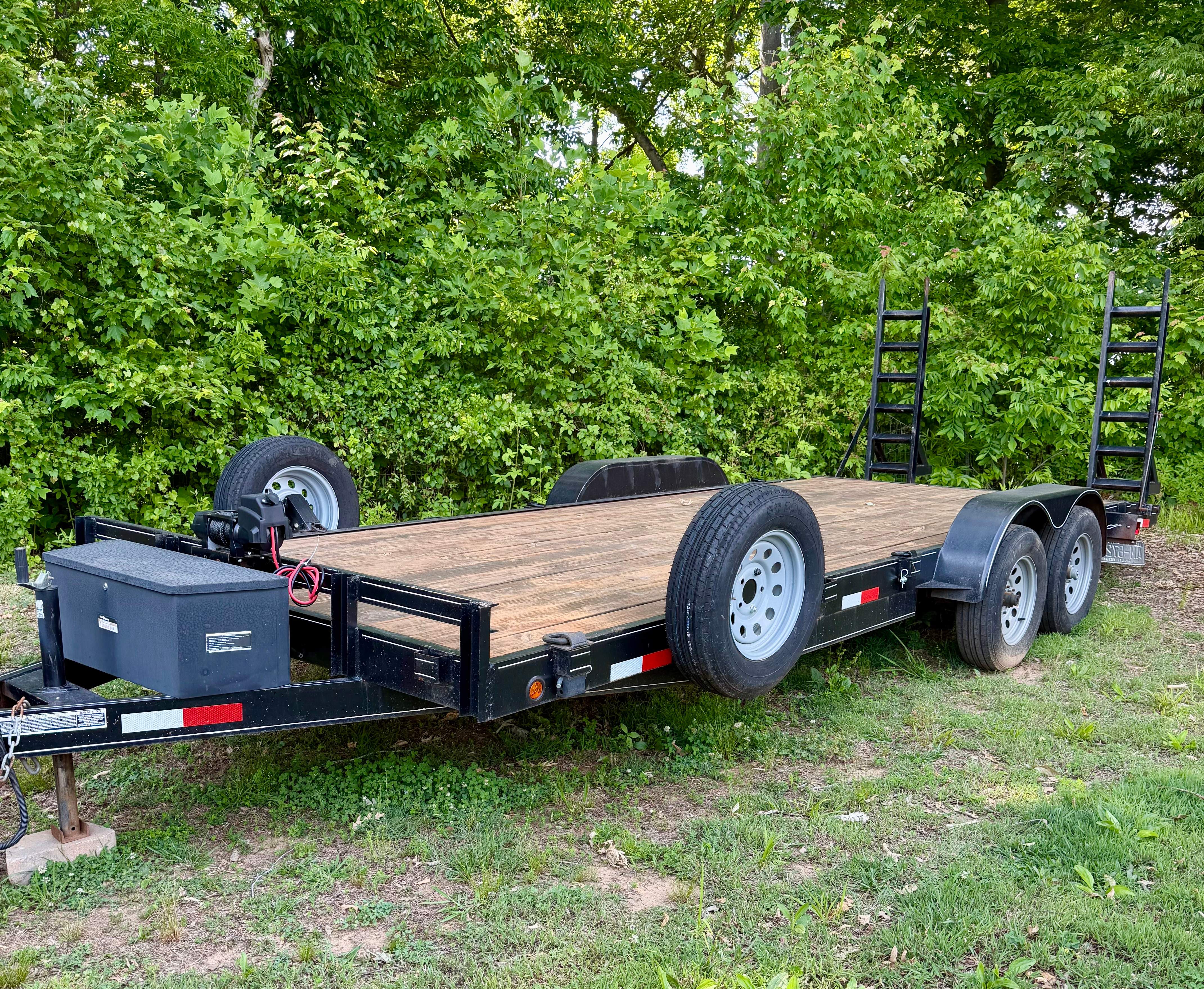 Equipment Trailer Rental Gastonia NC - 2019 C&W UT20 6.5x20 trailer with 5000 lb winch for equipment hauling